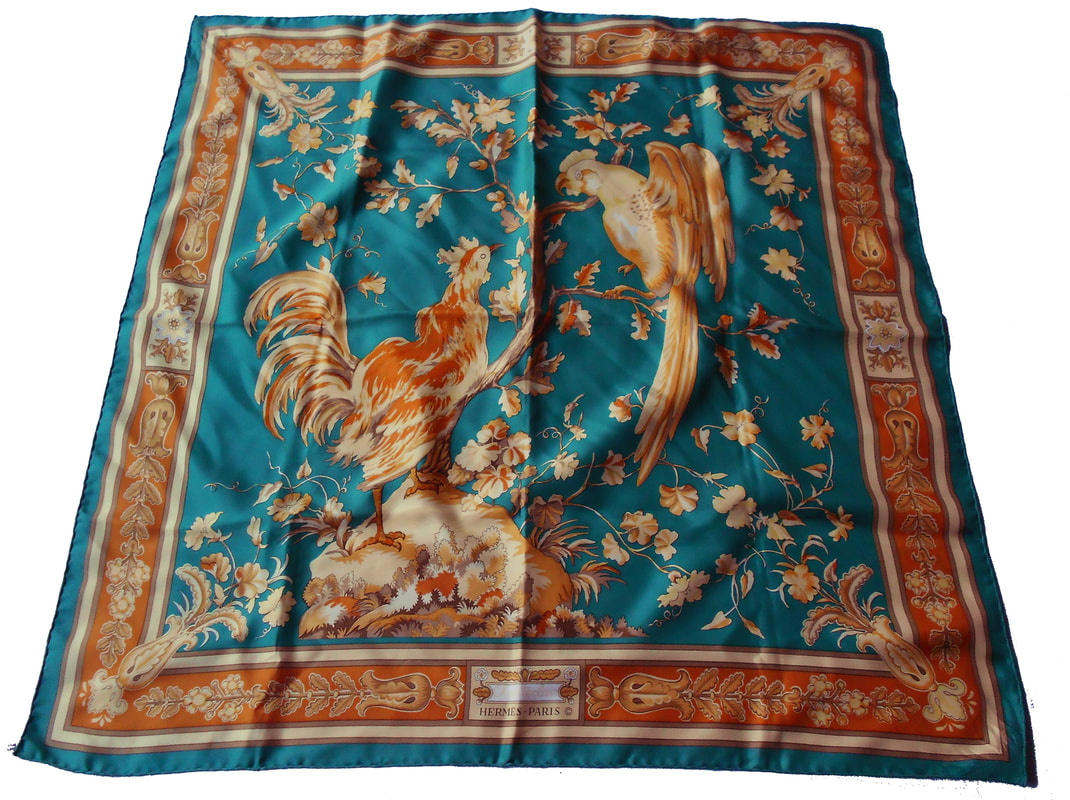 Picture of an Hermes 90cm silk scarf, Chanteclair, vintage 1974