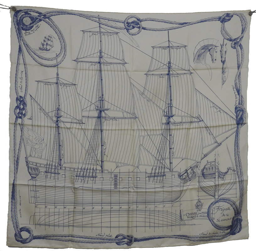 Picture of Cheval de Mer, a vintage Hermes Silk Scarf by Christian Renonciat