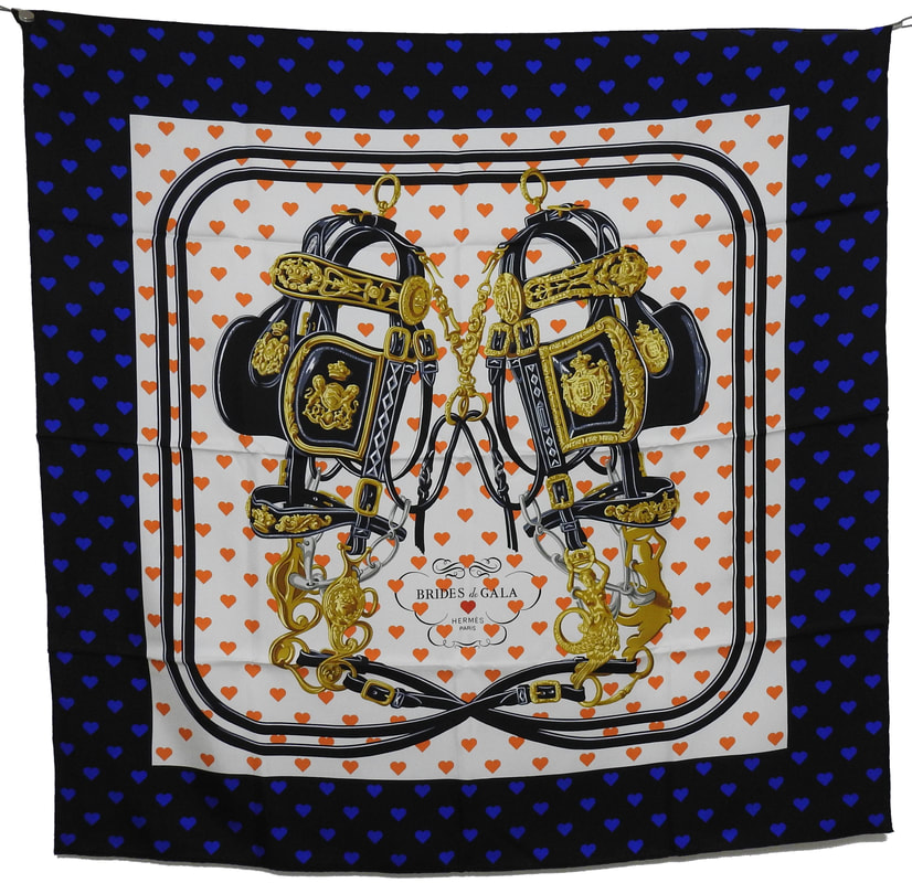 Picture of Brides de Gala Love, a 90cm Hermes silk scarf issued in 2017, for sale