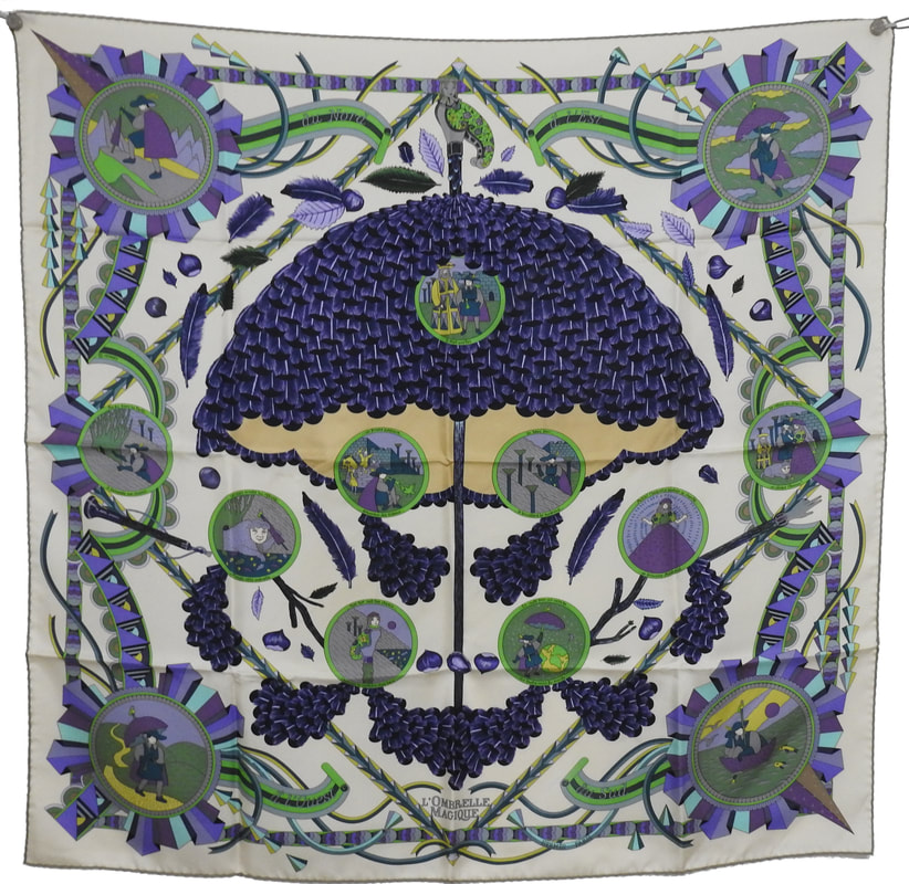 Picture of L'Ombrelle Magique, an Hermes 90cm Silk Scarf by Pierre Marie