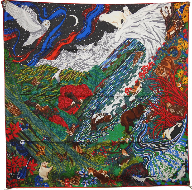 Picture of Hermes 90cm Silk Scarf Into The Canadian Wild by Alice Shirley, issued in 2017