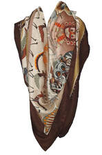 Picture of Hermes Cashmere and Silk Shawl, knotted, La Vie du Gran Nord in browns