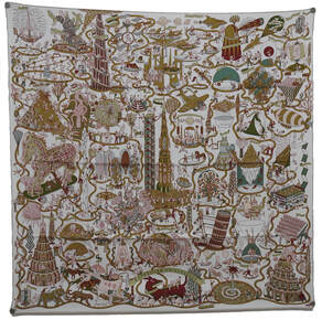 Picture of Exposition Universelle, a 90cm Hermes silk scarf designed by Jan Bajtlik from Poland