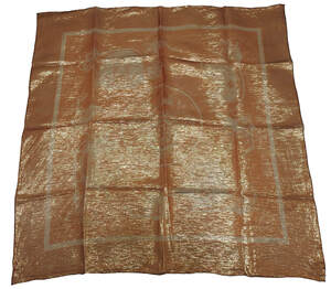 Picture of Ex Libris Glam, a 45cm Hermes scarf using bronze metallic thread