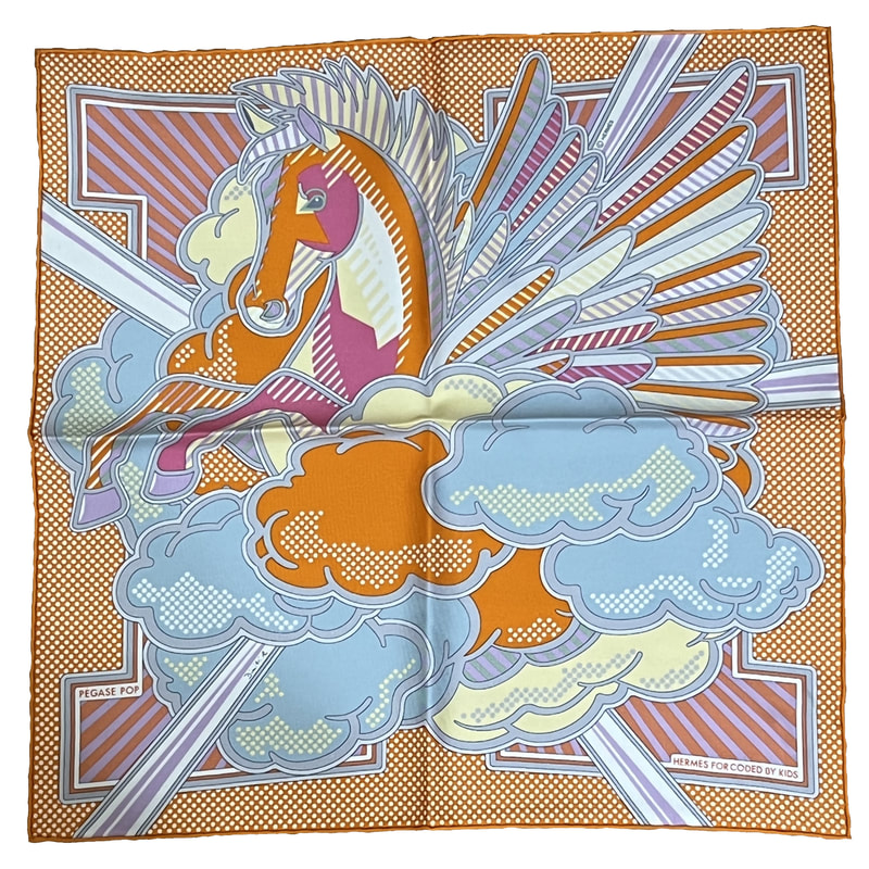 Picture of Pegasus Pop, a used Hermes 70cm silk scarf designed by Dimitri Rybaltchenko, for sale