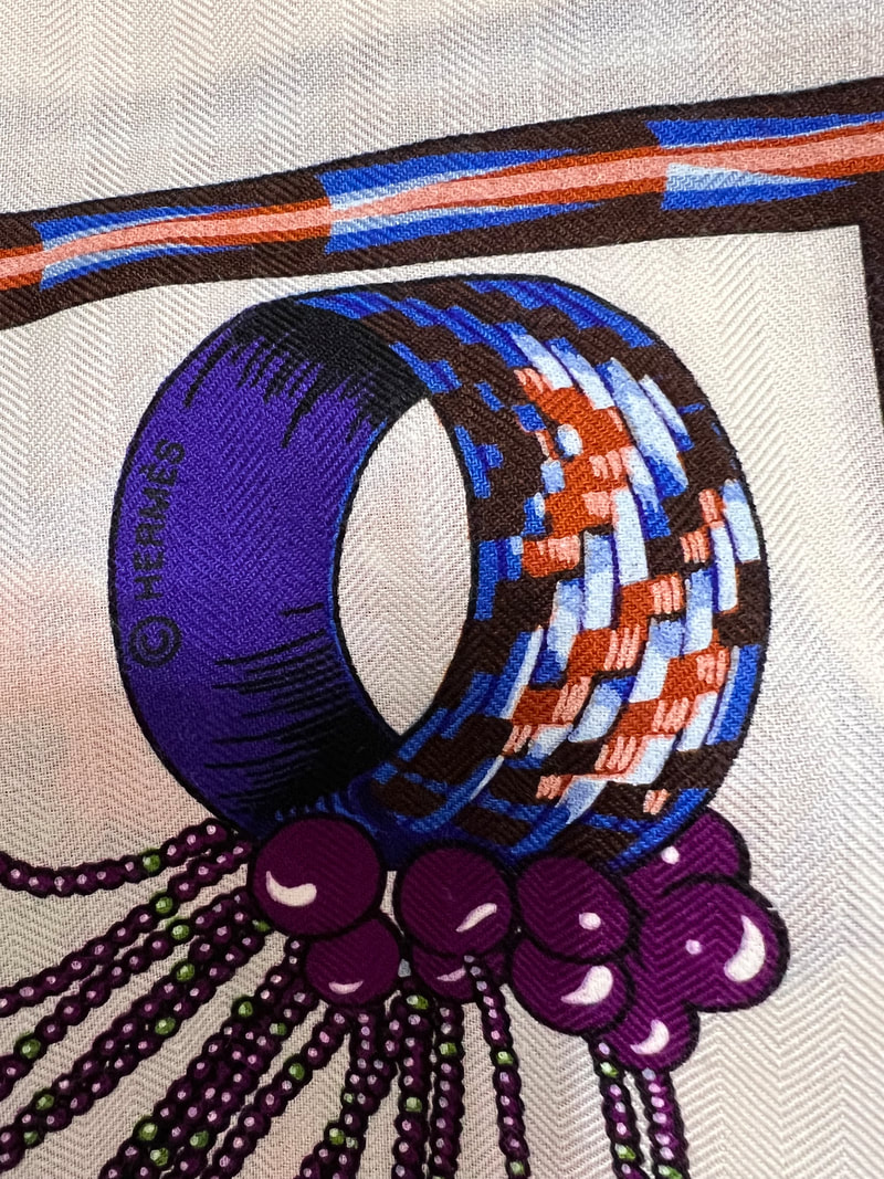 Close up Picture of the Hermes copyright in a vintage 140cm Hermes scarf