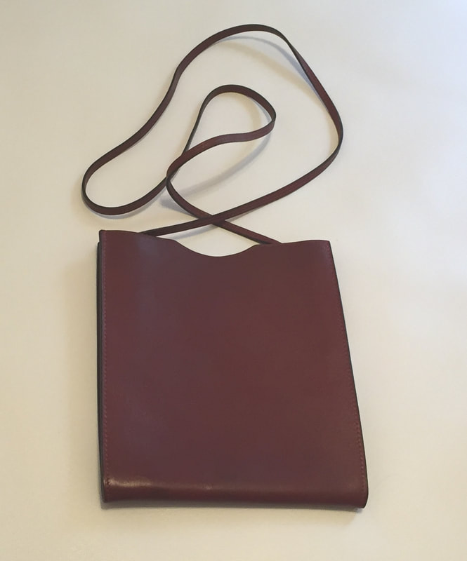 Picture of rouge box leather Hermes bag with long strap 