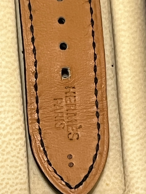 Picture of black alligator leather Hermes Belt watch strap with Hermes Paris brand stamp