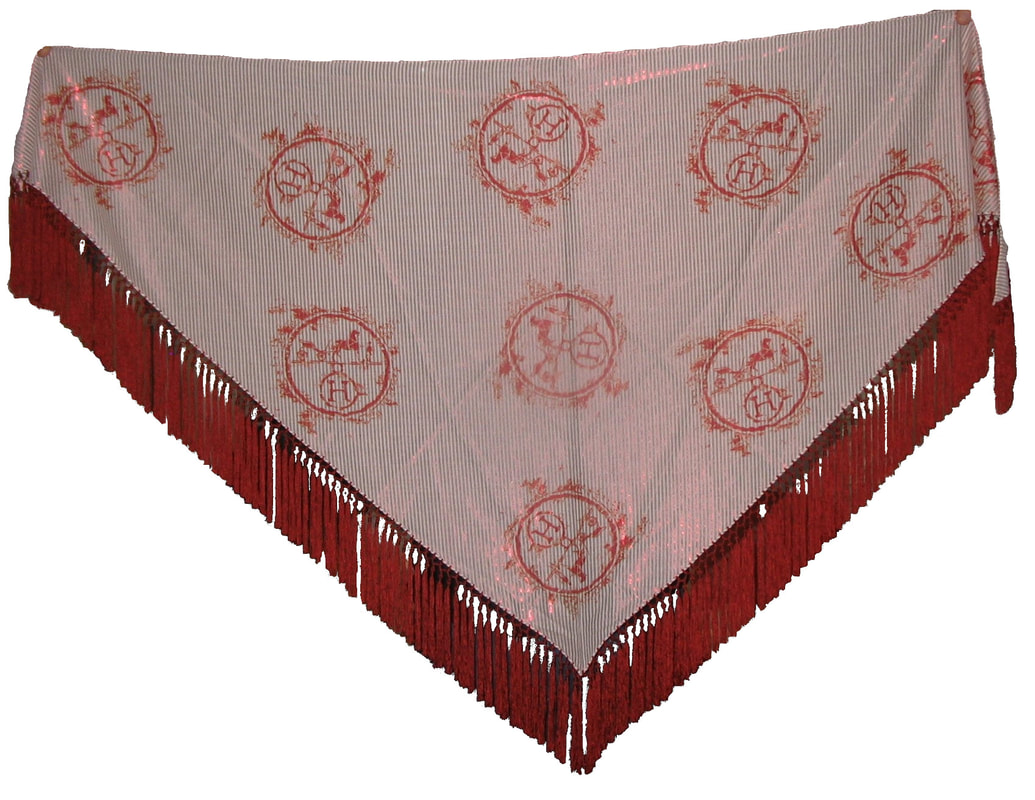 Picture of Hermes cotton scarf Ex Libris Pointe Nomade, a fringed maxi pointu scarf