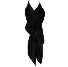 Picture of Coaching, a 140cm black silk shawl by Hermes, designed by Julia Abadie