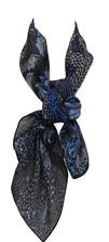 Picture of Hermes 100cm wool/silk blend men's scarf Sweet Dreams by Jan Bajtlik, tied in a friendship knot
